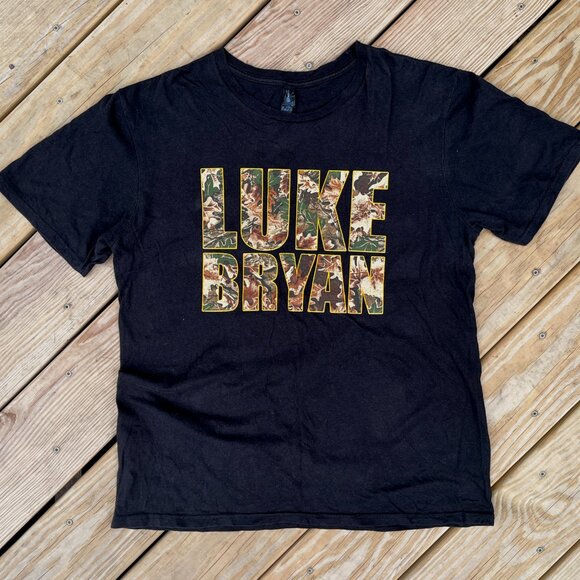 Luke Bryan Camo Lettering Deer Logo [Large] Concert Tour T-Shirt Stag Head - Picture 1 of 4